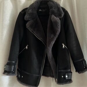 Black and Gray Faux Fur Lined Jacket